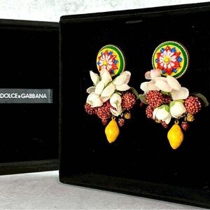 ❤️DOLCE & GABBANA 'Carretto' Earrings with Flowers Fruits Italy vibes $1200